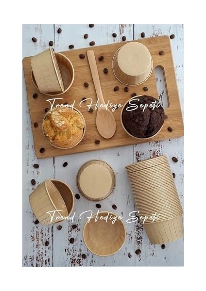 Hediye Sepeti 50'li Büyük Boy Xl Kraft Muffin Cupcake Kalıbı Jumbo Kek Kapsülü, Airfryer Uyumlu