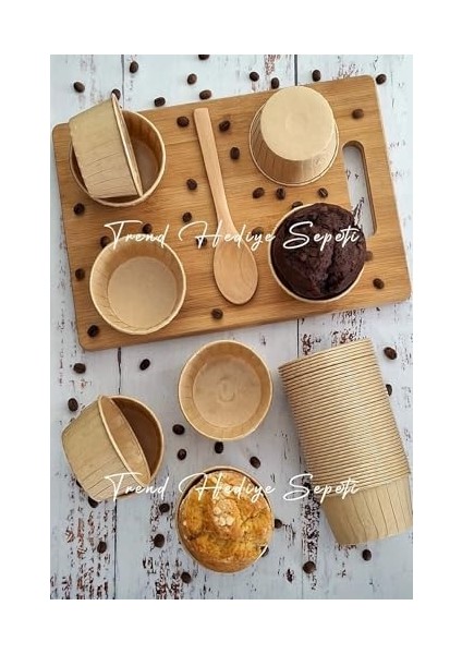 Hediye Sepeti 50'li Büyük Boy Xl Kraft Muffin Cupcake Kalıbı Jumbo Kek Kapsülü, Airfryer Uyumlu