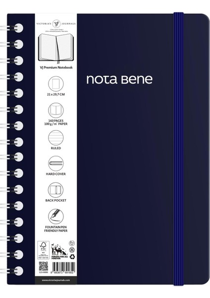 Bene Spiralli Premium Sert Kapak Defter, 21X29,7 Cm, Çizgili