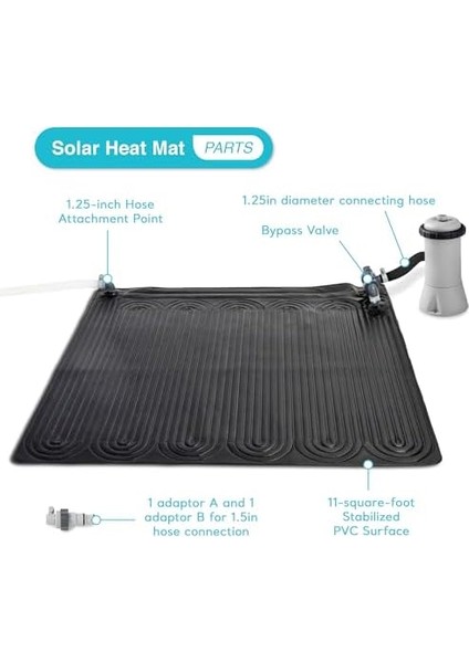 Havuz Isıtma Çevre Dostu Güneş Matı, 120.02 x 120.02 x 1.27 Cm; 2.4 Kilogram