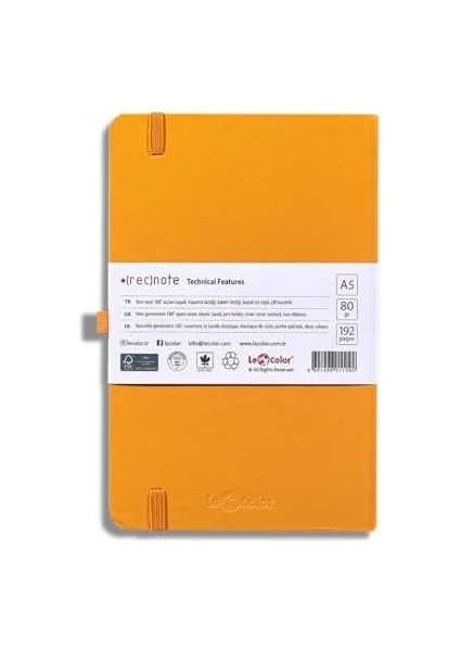 Color Tarihsiz Klasik Defter Rec Note 13X21 Çizgili Turuncu