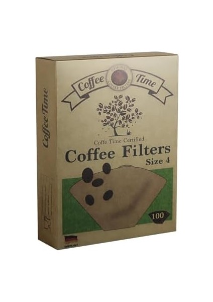 Time Sertifikalı Filtre Kahve Kağıdı Coffee Filters 1/4 4 Numara 100'LÜ Paket