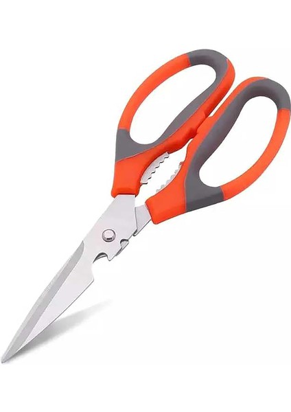 Ergonomik Mutfak Makası, Turuncu-Gri, Paslanmaz Çelik
