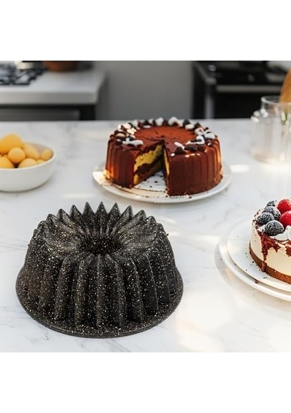 Thermo Döküm Gövdeli Keskin Kek Kalıbı 26CM, Dilimli ve Döküm, Siyah Granit Benekli Pişirme Kabı, Kolay Çıkarma, Dayanıklı Alüminyum Alaşım