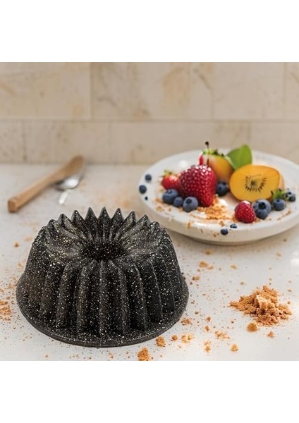 Thermo Döküm Gövdeli Keskin Kek Kalıbı 26CM, Dilimli ve Döküm, Siyah Granit Benekli Pişirme Kabı, Kolay Çıkarma, Dayanıklı Alüminyum Alaşım