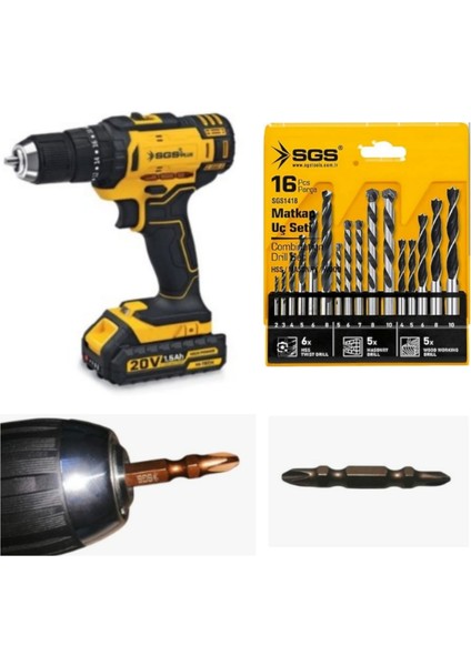 Şarzlı Vidalama 5248 + Ahşab / Beton / Demir Matkab Uçlarıı Dahil Set