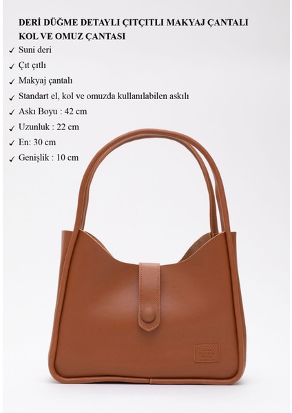 Taba Shk79 Deri Düğme Detaylı Çıtçıtlı Makyaj Çantalı Kol Ve Omuz Çantası E:30 U:22 G:10 modelleri
