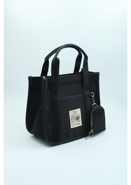 Kadın Siyah Organik Kanvas Kumaş El Ve Omuz Çantası fiyatları