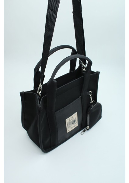 Kadın Siyah Organik Kanvas Kumaş El Ve Omuz Çantası modelleri