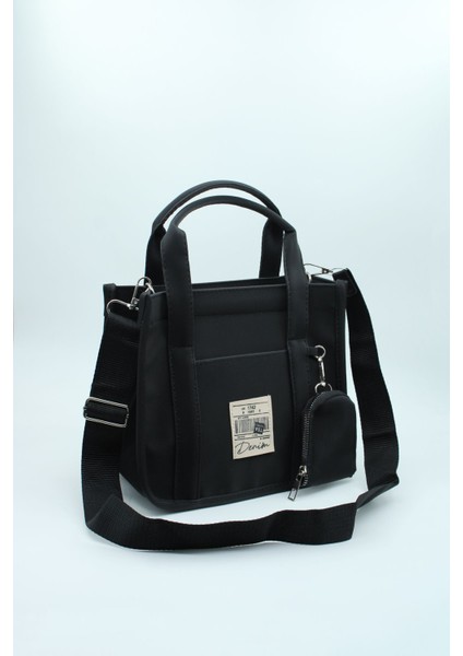 Kadın Siyah Organik Kanvas Kumaş El Ve Omuz Çantası fırsatları