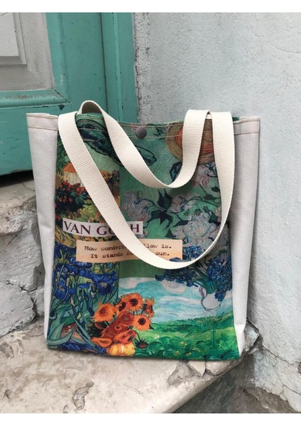 Van Gogh Kanvas Çanta Metal Çıtçıt Yıkanabilir Bez Çanta indirimleri
