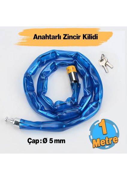 Korumalı Bisiklet Motosiklet Zincir Kilidi 100 cm Çelik Kilit Çap 5 mm Ø Hırsızlık Önleme 1 Adet