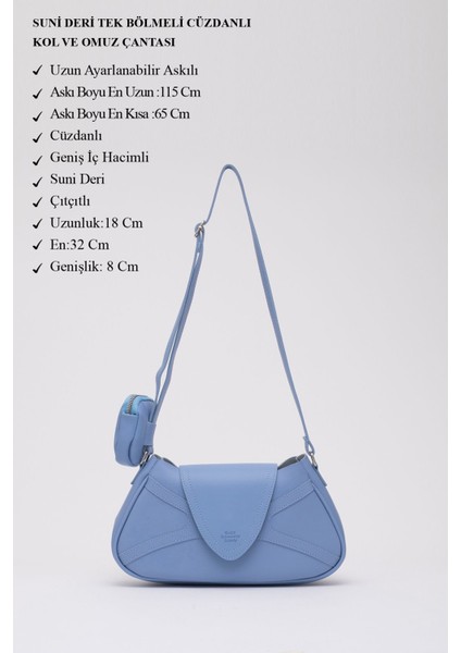 Mavi Shk96 Deri Tek Bölmeli Cüzdanlı Kol Ve Omuz Çantası U:18 E:32 G:8 Cm modelleri