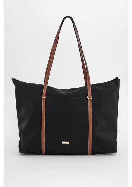 Kadın Şeritli Shopper Omuz Çantası Boris