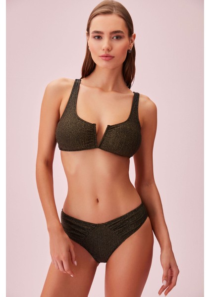Gold Detaylı Dokulu Bikini Üst modelleri