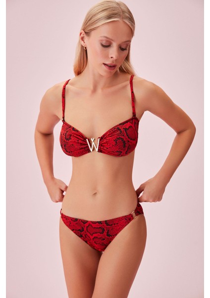 Red Snake Detaylı Desenli Bikini Alt fiyatları