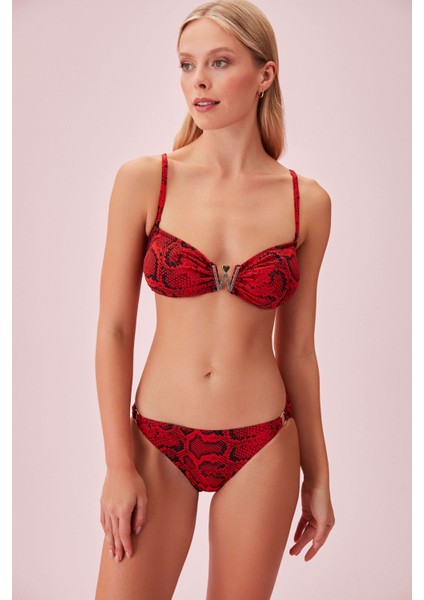 Red Snake Detaylı Desenli Bikini Alt modelleri
