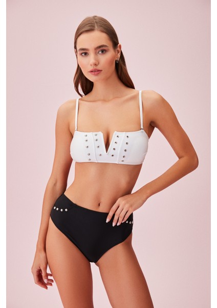 Bianca V Yaka Boncuk Detaylı Bandeu Bikini Üst modelleri