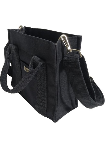 Siyah Kanvas Mini Tote Çanta modelleri