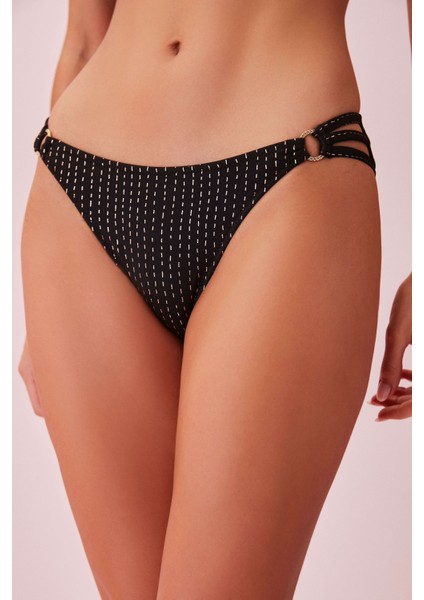 Line Lurex Üç Şeritli Detaylı Bikini Alt