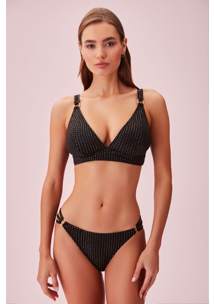 Line Lurex Üç Şeritli Detaylı Bikini Alt