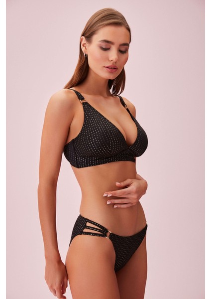 Line Lurex Üç Şeritli Detaylı Bikini Alt