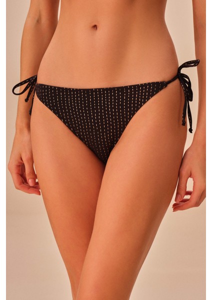 Line Lurex Ince Bağcıklı Bikini Alt