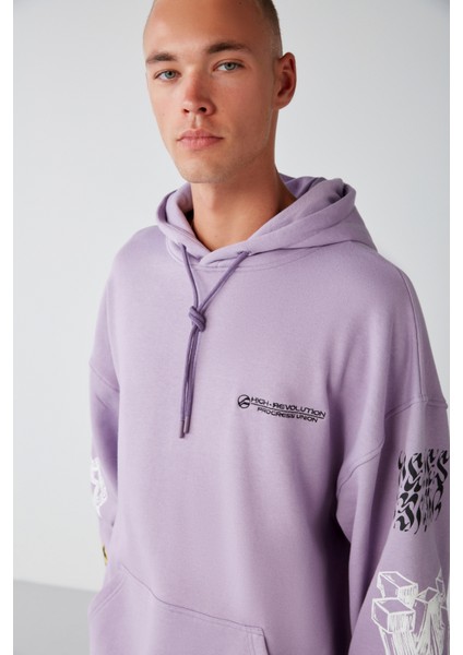 Smıle Oversize Lila Sweatshirt