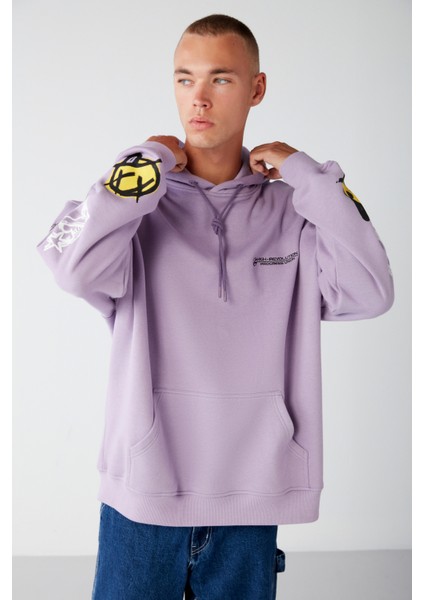 Smıle Oversize Lila Sweatshirt