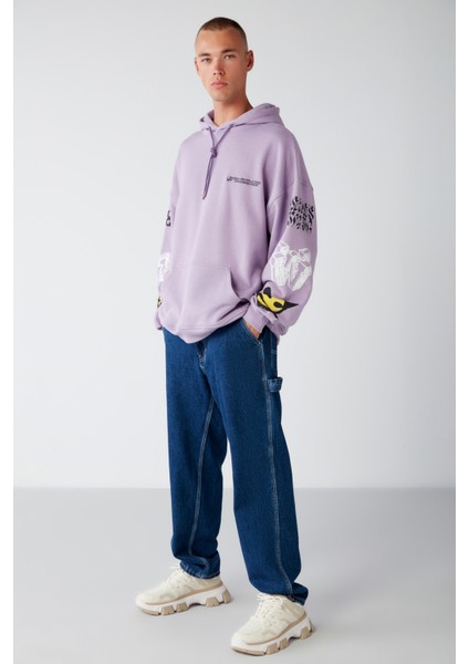 Smıle Oversize Lila Sweatshirt