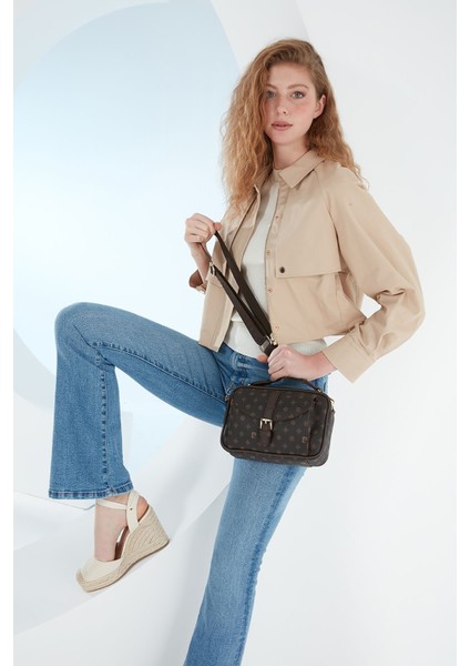 Kahve Monogram Kadın Omuz Çantası 05PO23Y1726