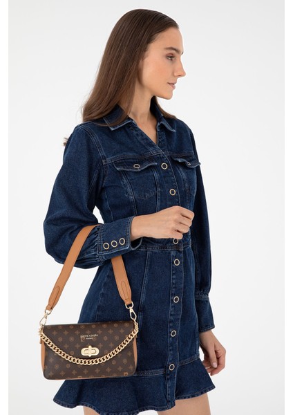 Kahve Monogram Kadın Omuz Çantası 05PC24K24107