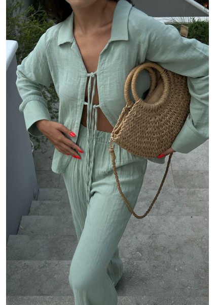 Large Yarım Ay Askılı Hasır Çanta Camel Eshe fiyatları