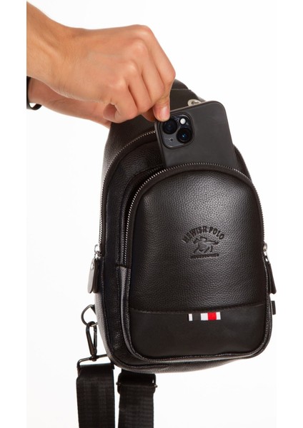 Newish Polo Deri Unisex Çapraz Askılı Çanta Göğüs Çanta Kulaklık Çıkışlı Omuz Çanta Günlük Tek Kol modelleri
