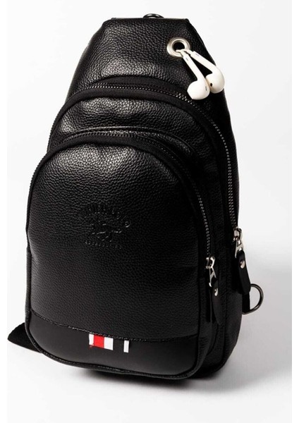 Newish Polo Deri Unisex Çapraz Askılı Çanta Göğüs Çanta Kulaklık Çıkışlı Omuz Çanta Günlük Tek Kol indirimleri