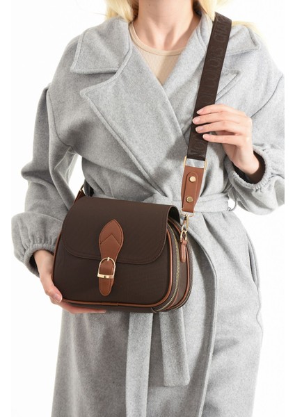 Kadın Kahverengi 3 Bölmeli Kolon Askılı El Ve Omuz Çantası modelleri