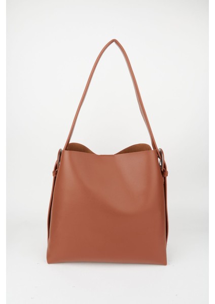 Taba Içi Süet Yumuşak Deri Çıtçıt Ve Fermuar Kapama Iç Bölme Büyük Boy Shopper Çanta