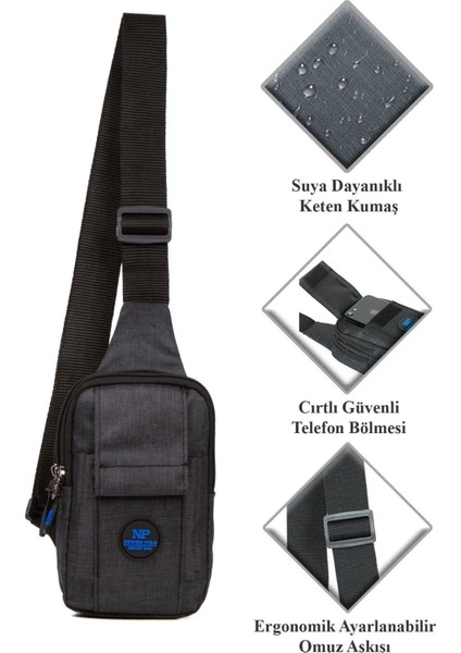 Unisex Keten Telefon Bölmeli Bel Ve Çapraz Omuz Çanta Göğüs Seyahet Günlük Bodybag fırsatları