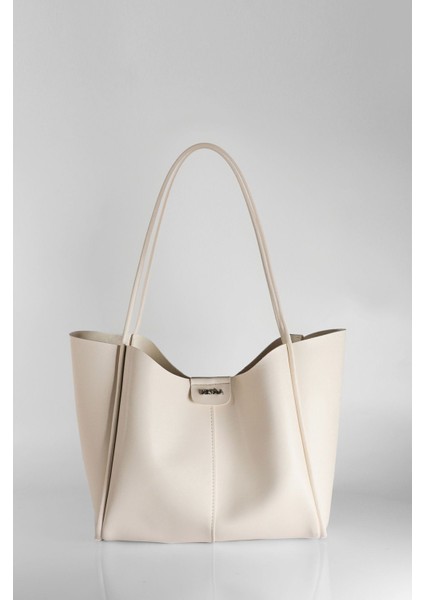 Kadın Krem Büyük Boy Makyaj Çantalı El Ve Omuz Çantası fiyatları