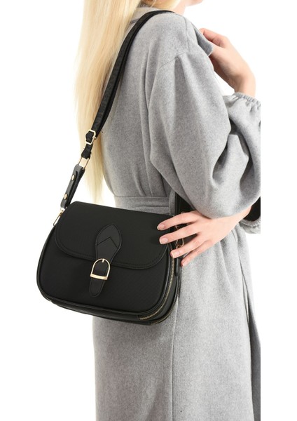 Kadın Siyah 3 Bölmeli Kolon Askılı El Ve Omuz Çantası modelleri