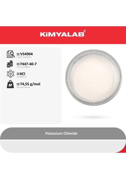 Potasyum Klorür 1 Kg / (CAS No : 7447-40-7) / (Saflık: % 99.5-101.0)