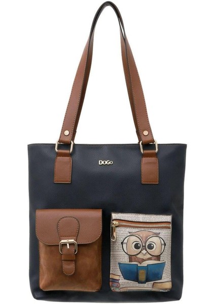 Kadın Vegan Deri Lacivert Omuz Çantası - The Wise Owl Tasarım