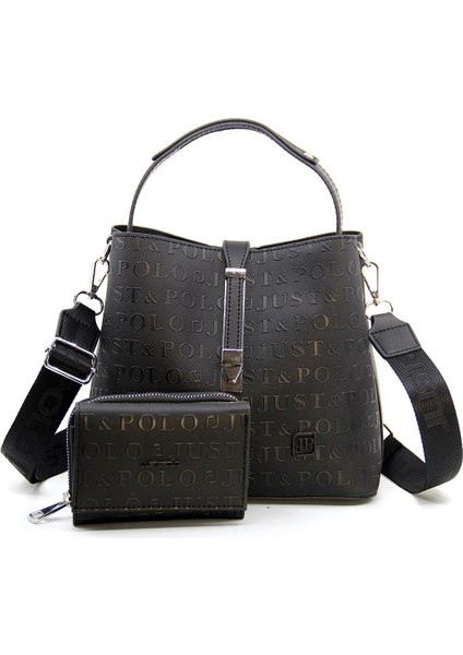 Kadın Yeni Sezon Siyah Çanta Ve Cüzdan Seti