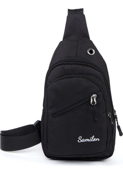 Unisex Impertex Kumaş Siyah Çapraz Omuz Göğüs Çantası modelleri