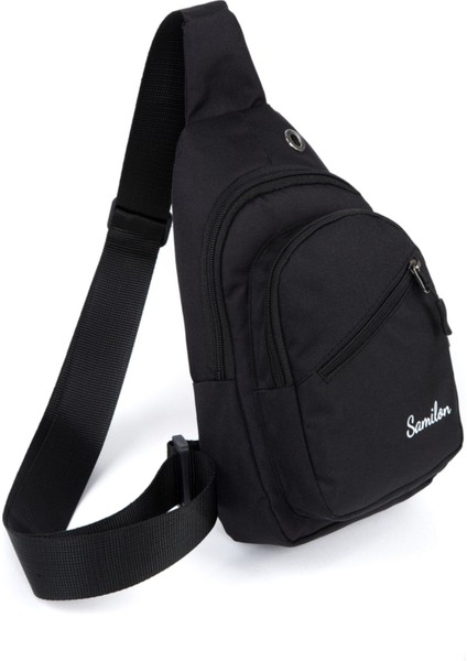 Unisex Impertex Kumaş Siyah Çapraz Omuz Göğüs Çantası indirimleri