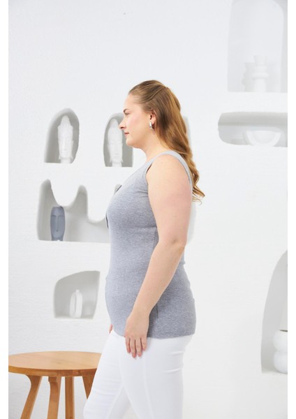 Ön Çıtçıtlı Büyük Beden Atlet Gri fiyatları