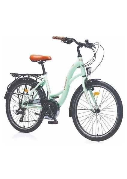 Glowıe Kadın Şehir Bisikleti 510H V 28 Jant 21 Vites Mint Yeşil Kahve