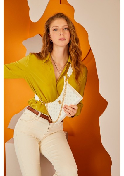 Beyaz Monogram Kadın Omuz Çantası 05PO22Y1565