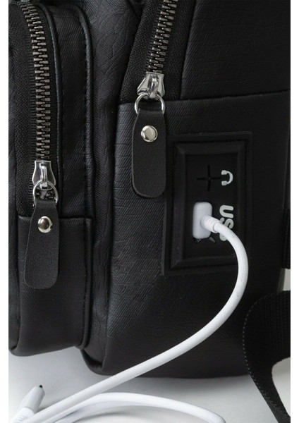 Unisex Yıkama Deri Usb Kulaklık Çıkışlı Çapraz Askılı Omuz Göğüs Ve Spor Günlük Sırt Seyahat Çanta. fırsatları