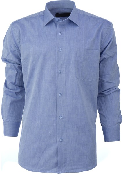 Erkek Yazlık Klasik Gömlek Cepli Uzun Kollu Düz Renk Tarz Model Tam Kalıp Rahat Pamuklu